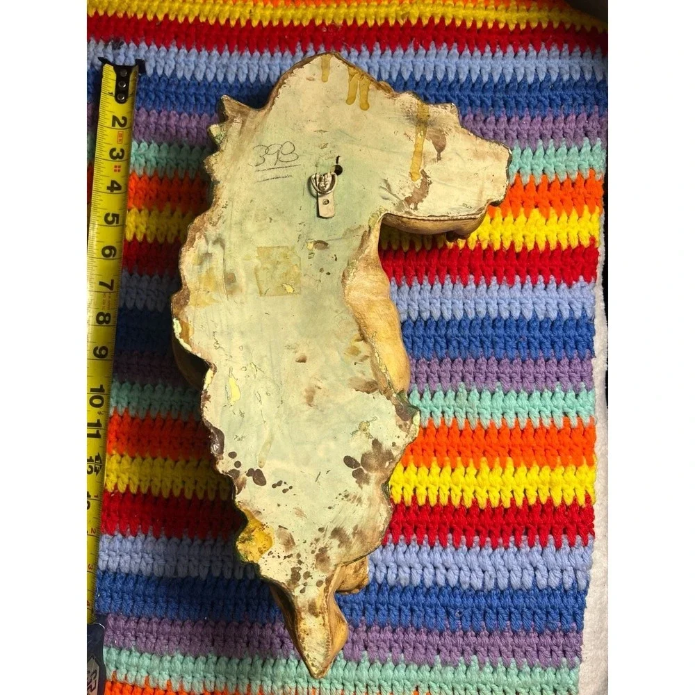 Vintage Chalkware Cherub and Grapes Wall Decor Plaque